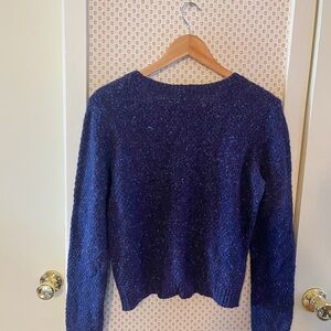 Theory Women's Deep Blue Speckled Crew Neck Mohair Angora Sweater Medium